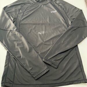 Stoic Shirt Mens Black Long Sleeve Base Layer Thumb Holes Polyester